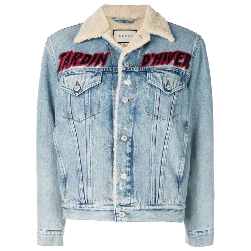 GUCCI Jardin D'Hiver Shearling Denim Jacket Size: IT42 - Picture 2 of 8